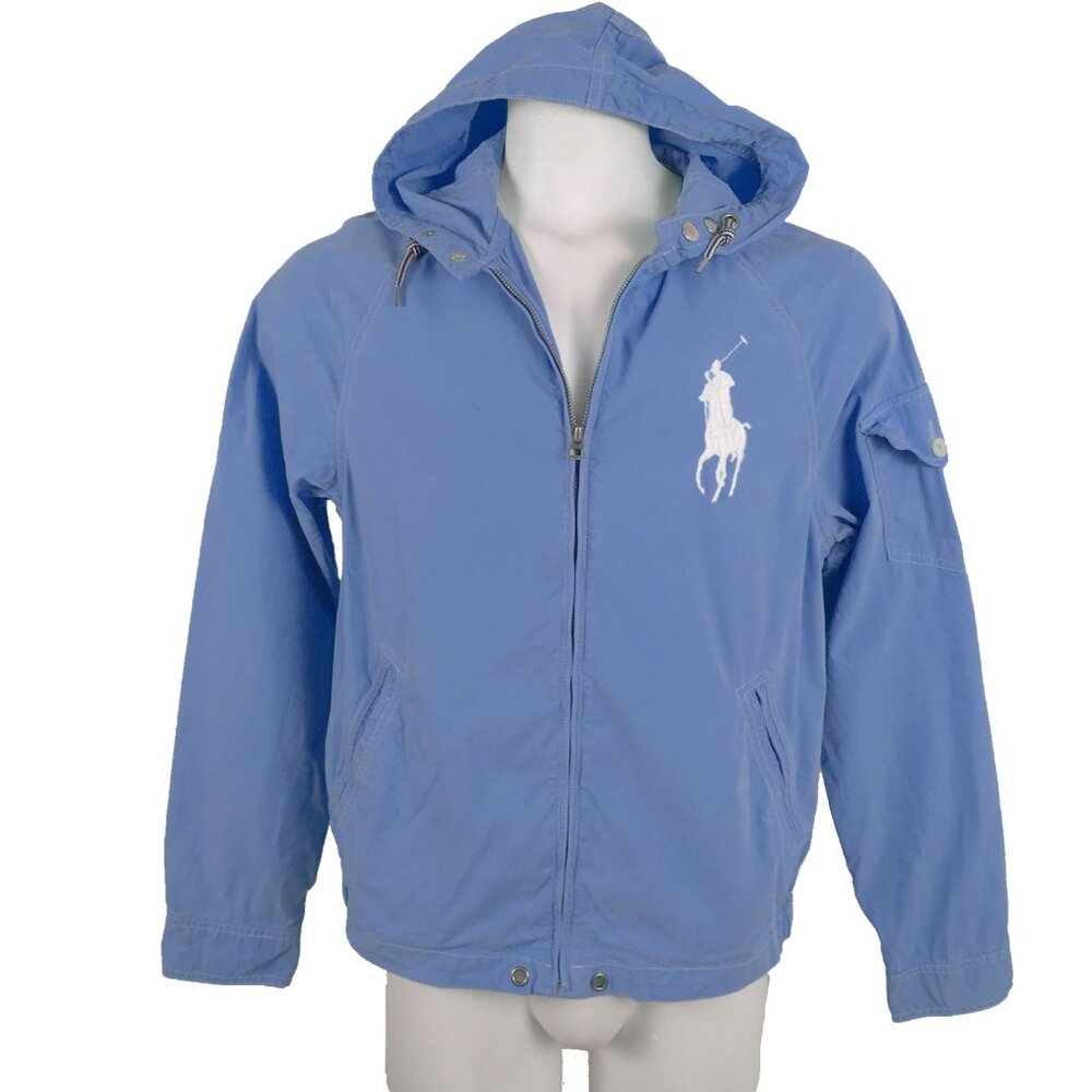 NEW Polo Ralph Lauren Windbreaker Jacket! M Blue With White Big Pony Lightweight